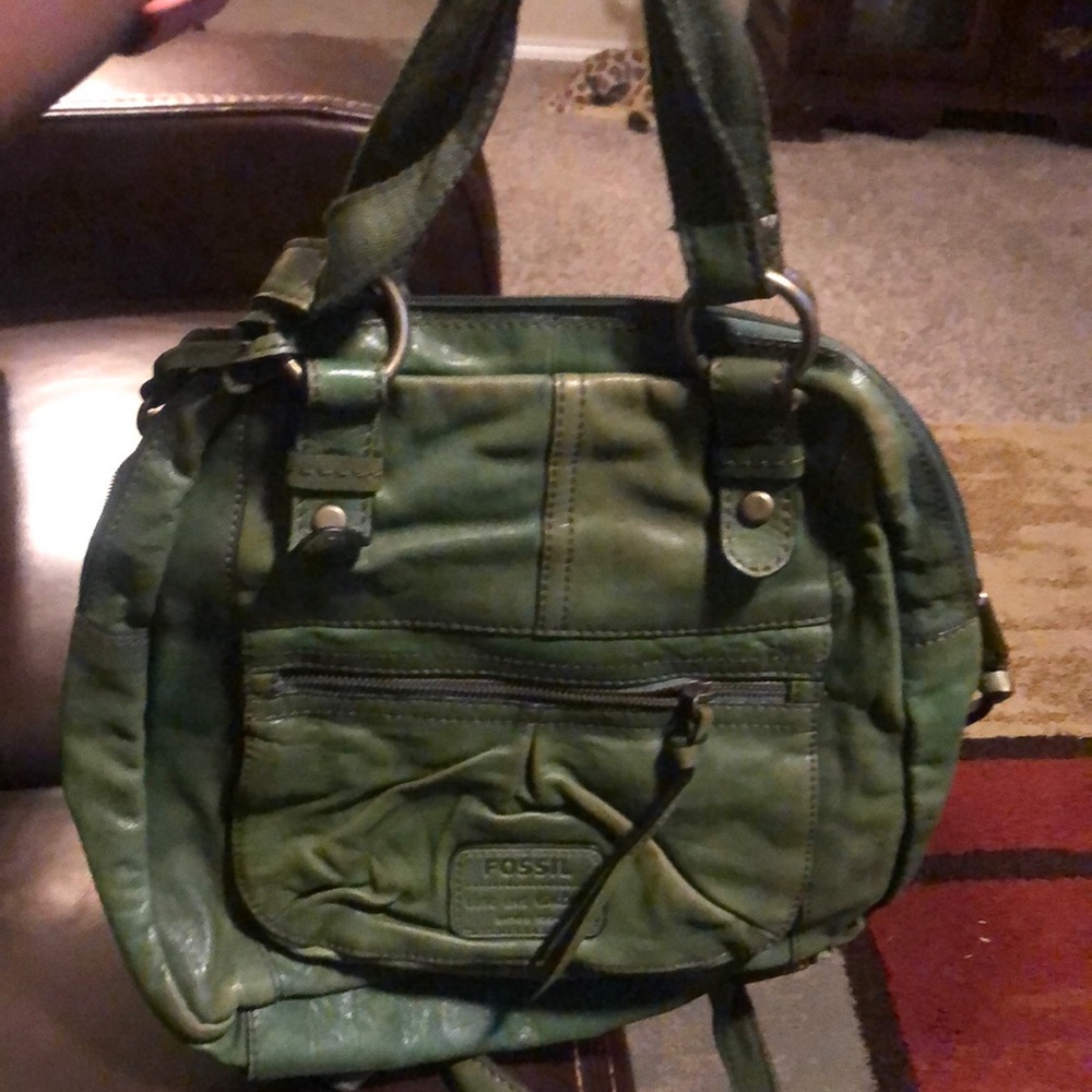 Green Fossil back pack purse